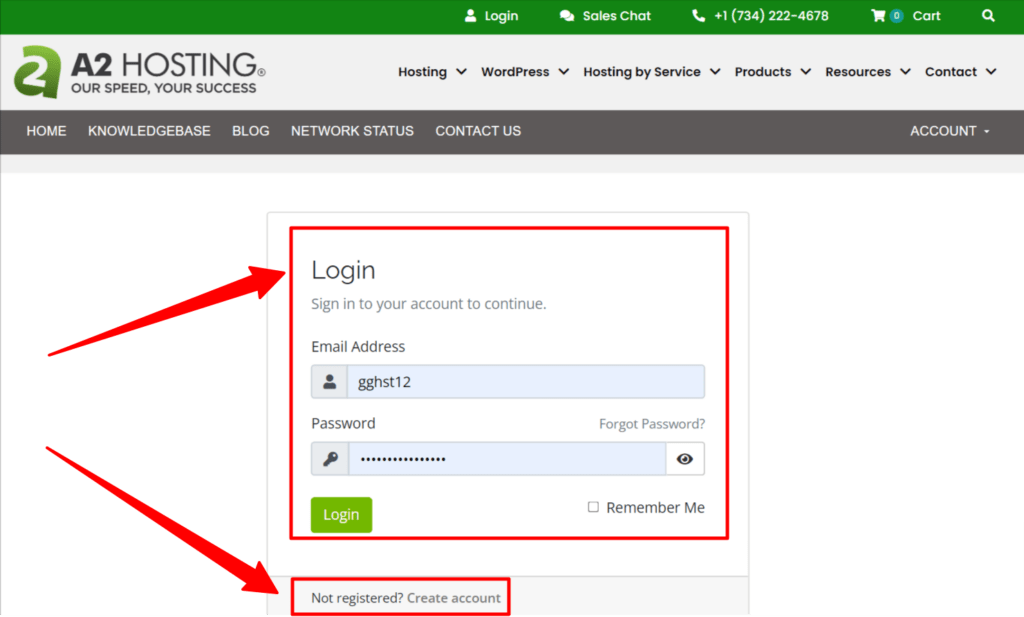 A2Hosting Login 4 A2Hosting login page