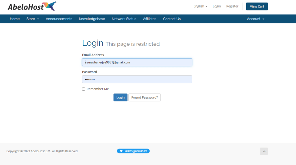 AbeloHost NameServers 2 AbeloHost Login