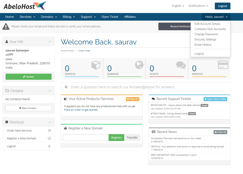 Reset AbeloHost Login Password