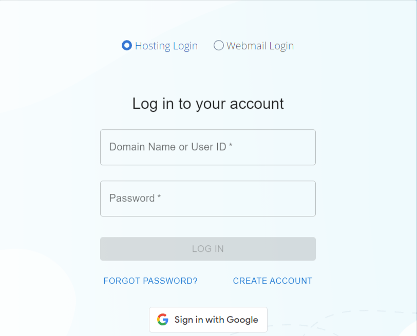 Bluehost login button