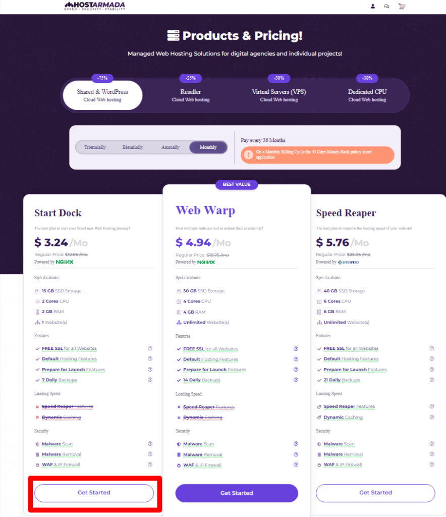 Choose the Hostarmada best web hosting plan 