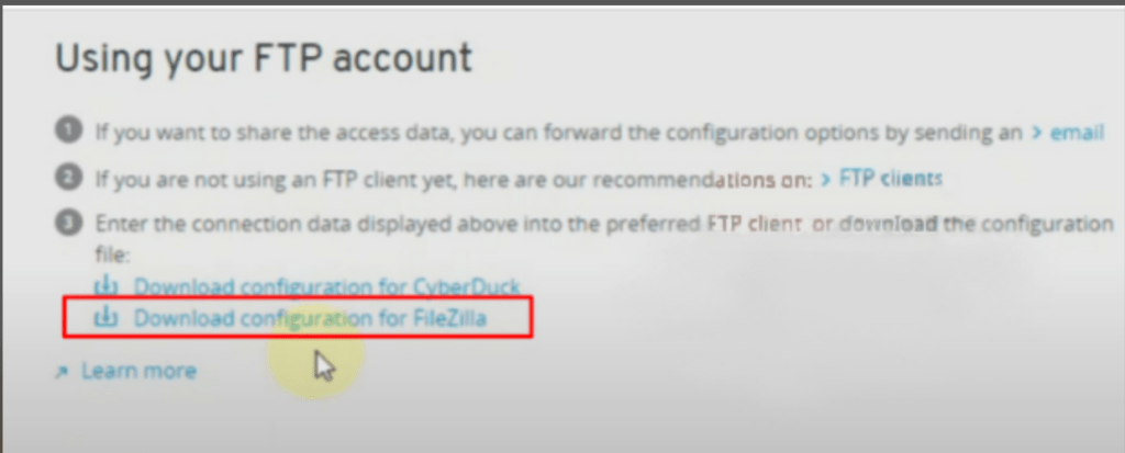 Download Configuration for FileZilla
