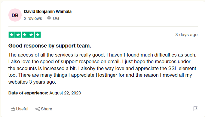 Hostinger Customer support Feedback