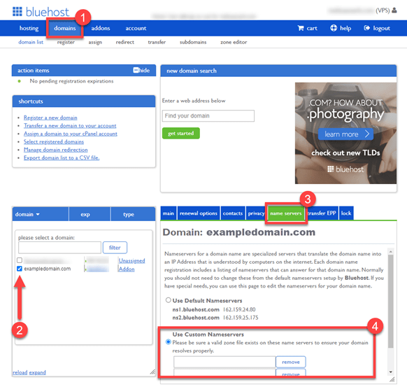 BlueHost NameServers 5 BlueHost Namesrvers