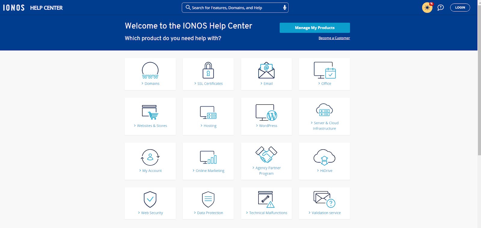 IONOS Support Help center