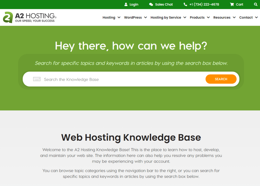 KnowledgeBase A2Hosting support