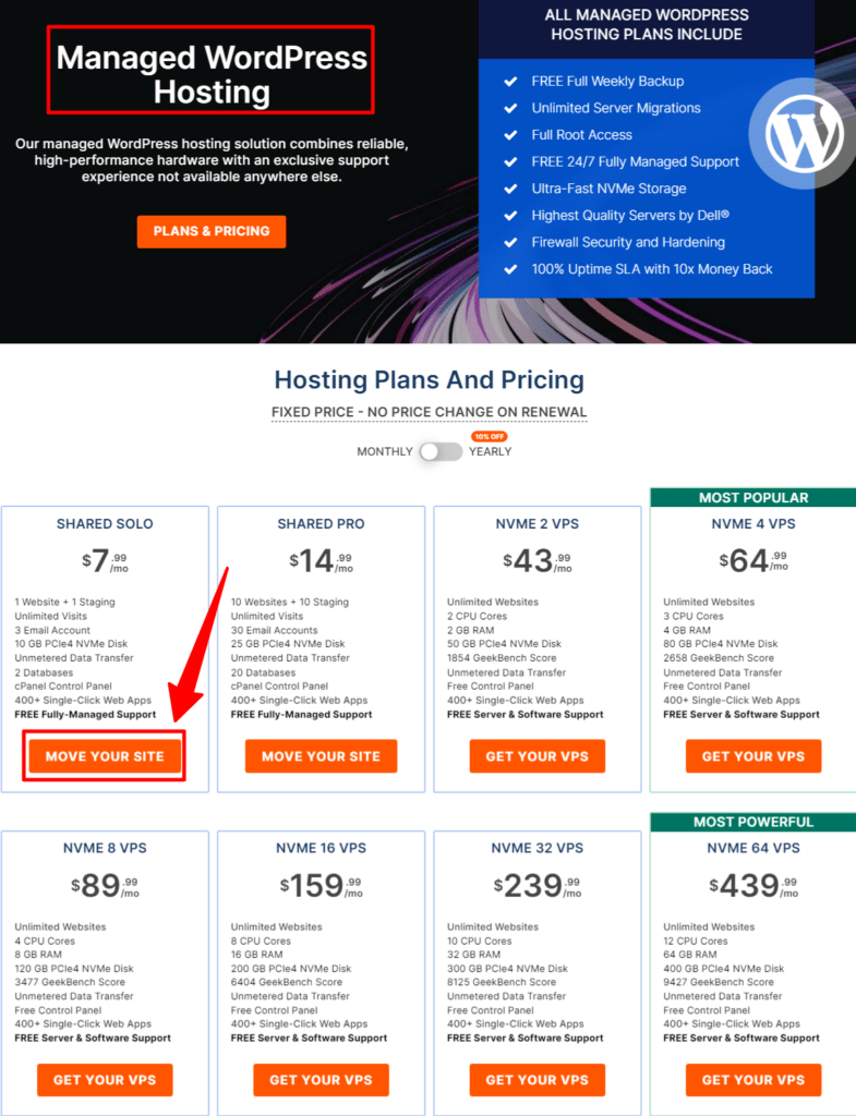 Managed WordPress hosting Plan