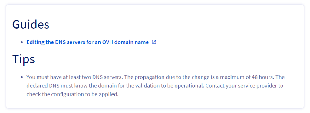 OVHCloud NameServers guide tips