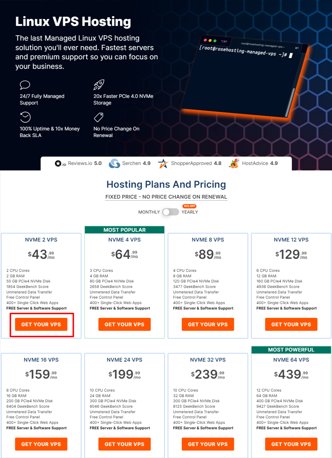 Press the Get your VPS option to proceed with the order