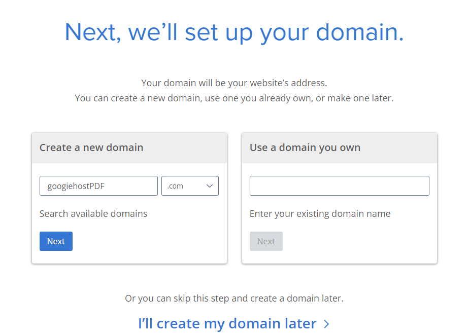 Order Hosting from Bluehost