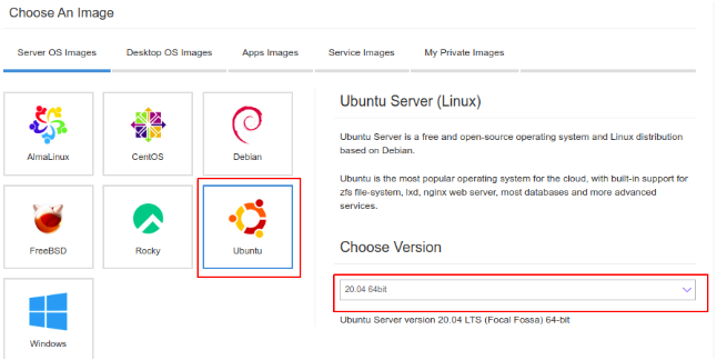  choose Server OS Image