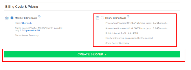  click create a server.
