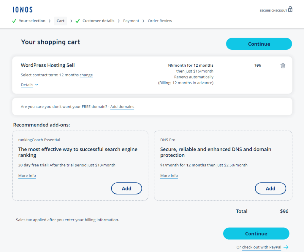 click the continue option