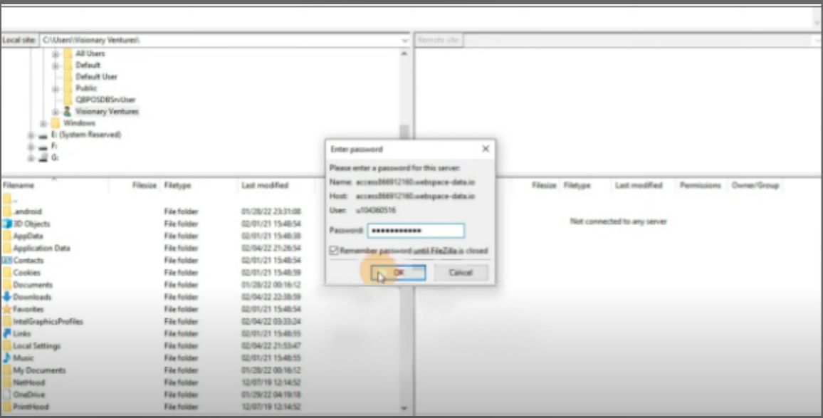 enter the password set in the above step and press the OK option.