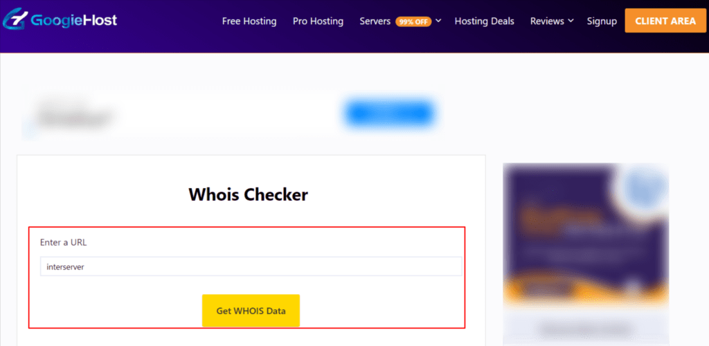 InterServer Nameservers 6 googiehost whois checker tool