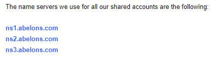 AbeloHost NameServers 6 nameservers of Abelohost
