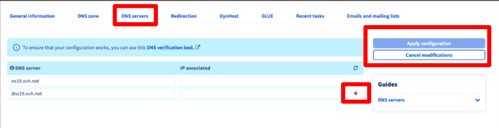 point to the OVHCloud NameServers in my domain