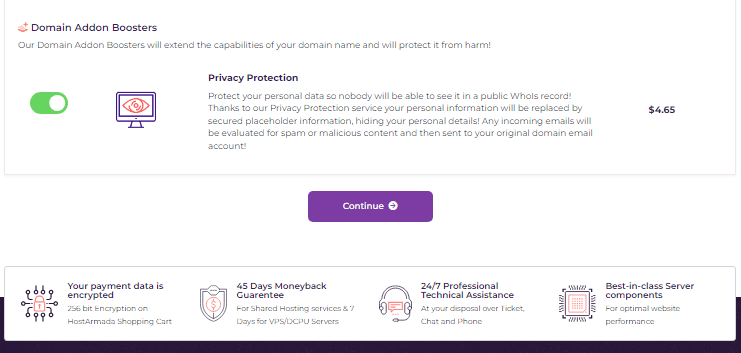 press continue to pay for the hosting service