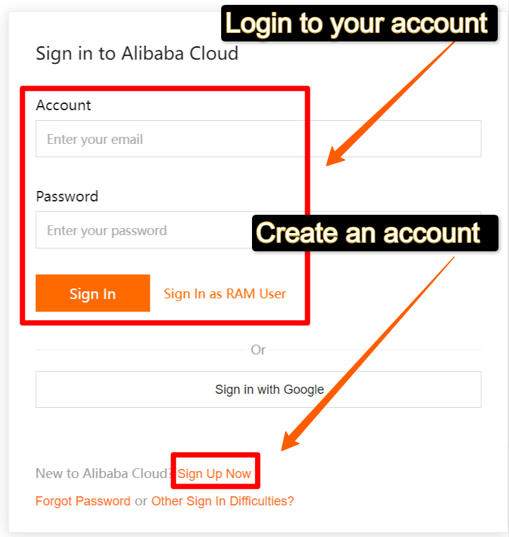 Click the Sign up Now option to create an account