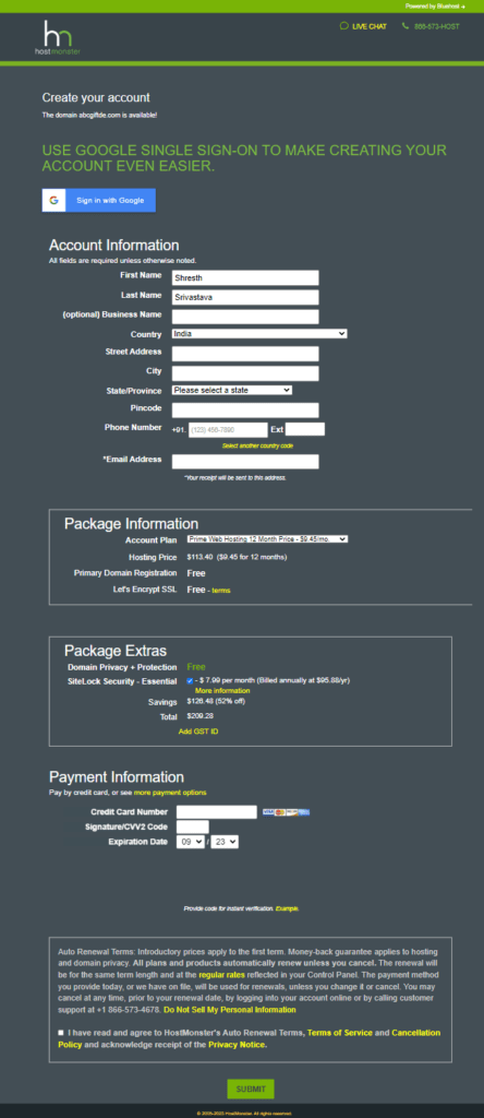 Order Hosting From HostMonster 9 Order Hosting From HostMonster