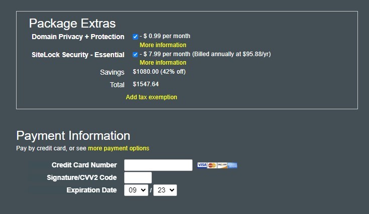 Order Hosting From HostMonster 17 Package Extras