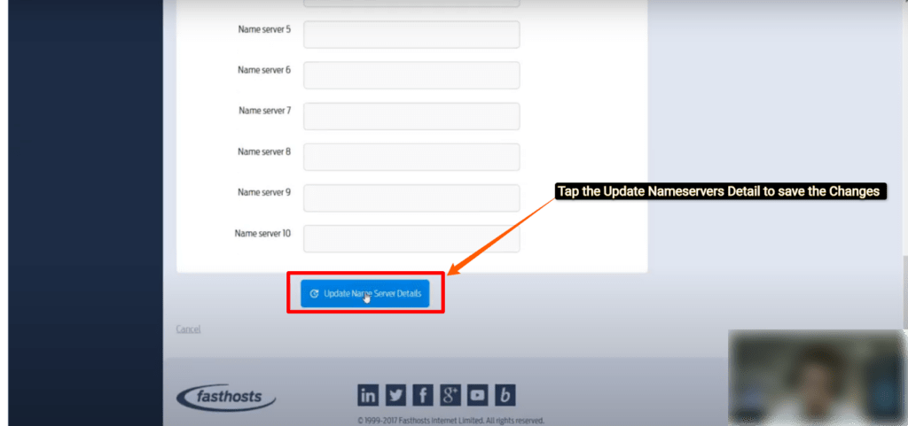 Fasthosts NameServers 11 Press the Update Nameservers Detail to Save the Changes