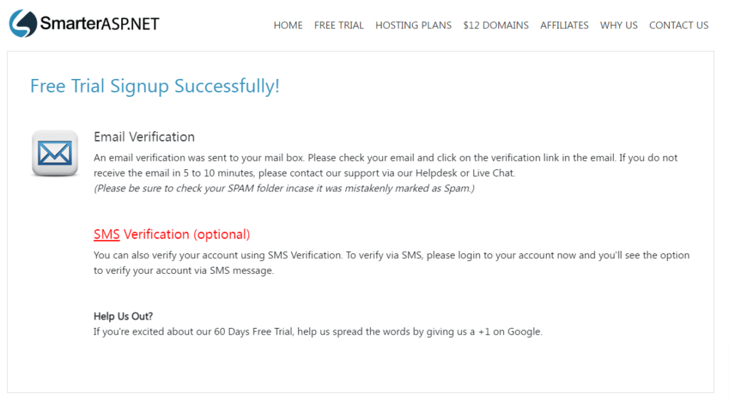 Order Hosting From SmarterASP 12 SmartASP free trial