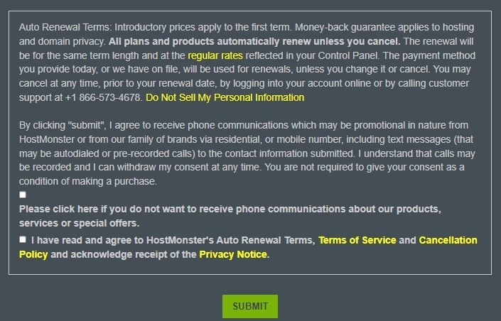 Order Hosting From HostMonster 18 agreement policies of HostMonster