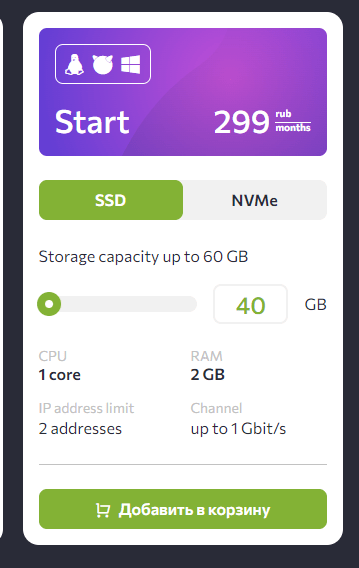 choose the preferred plan of ready server
