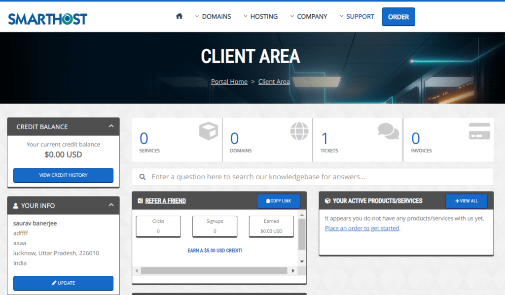 click the Submit a ticket option