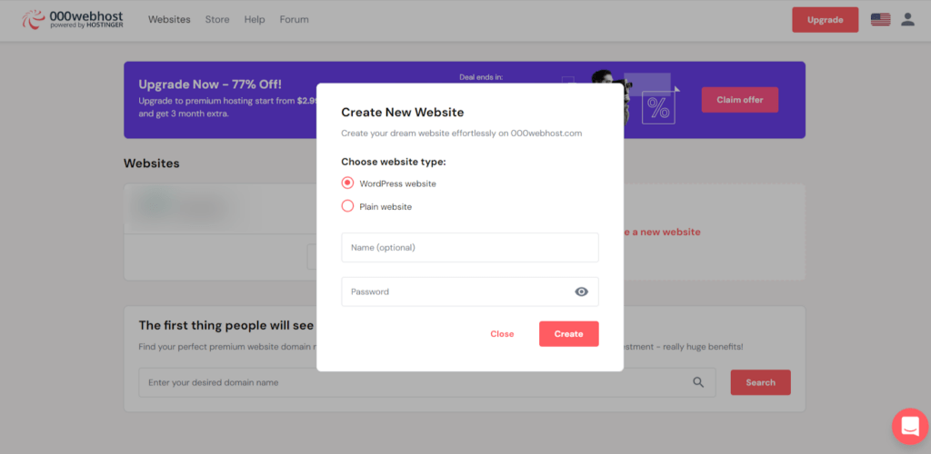 Order Hosting From 000webhost 
