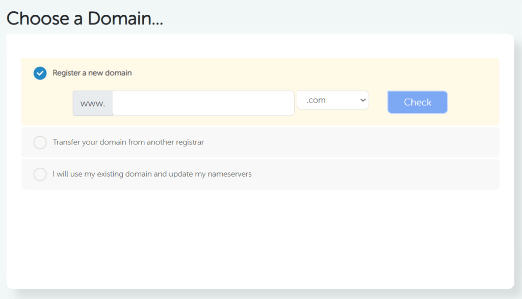 DomainRacer choose a domain