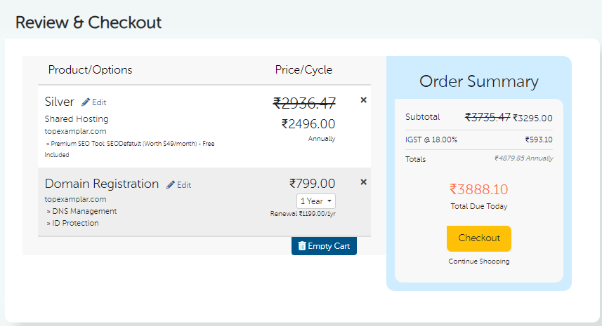 DomainRacer review checkout