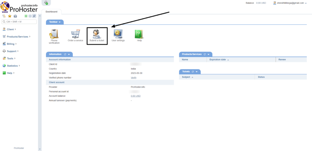Prohoster submit ticket