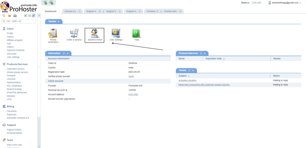 Prohoster-support-ticket
