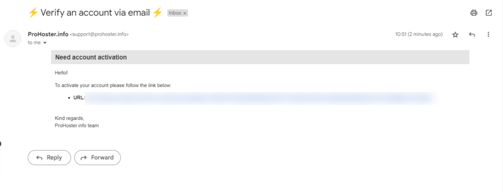 Prohoster verify mail