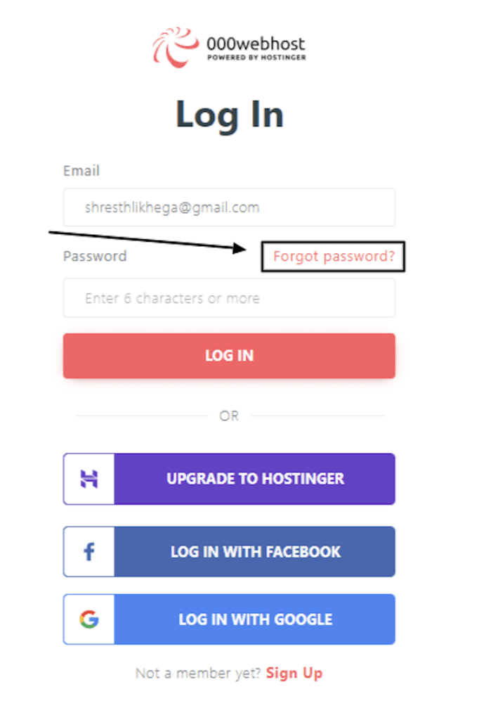 click on the “Forget password?” tab.