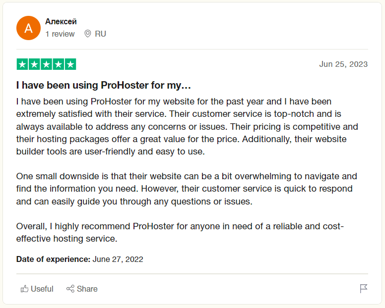 prohoster customer review