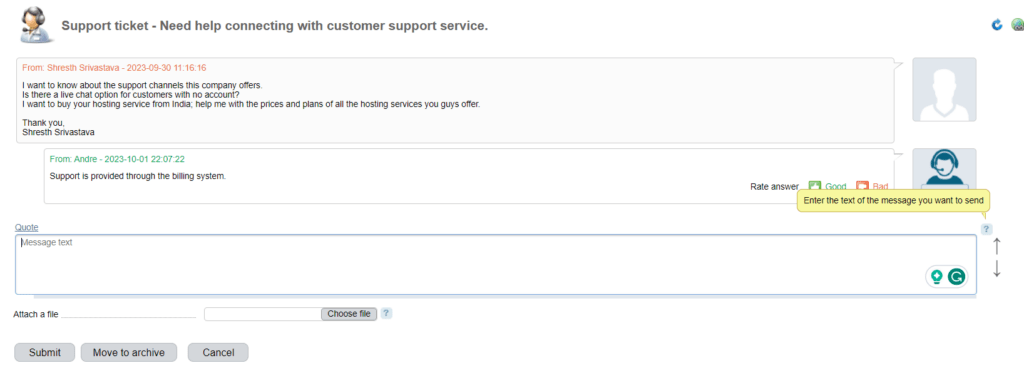 Prohoster ticket supports