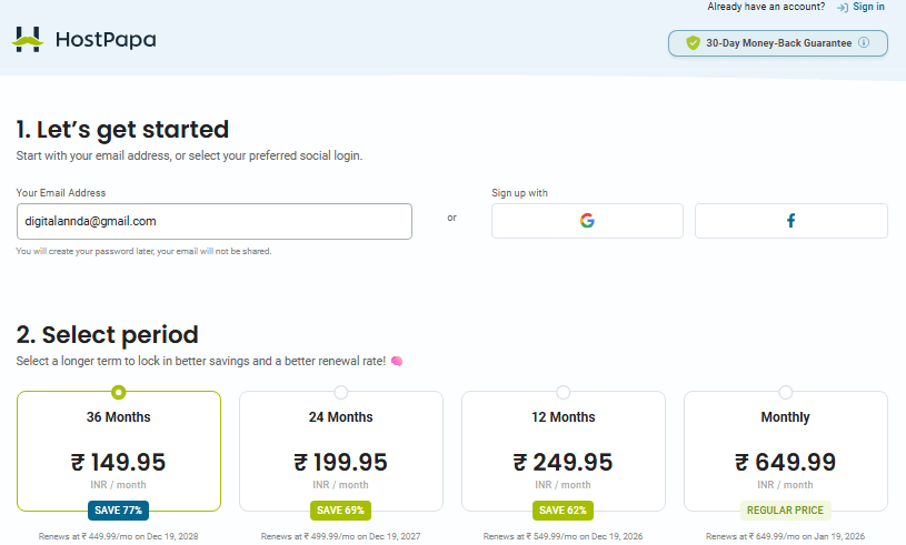 Order Hosting from HostPapa 4 Order Hosting from HostPapa