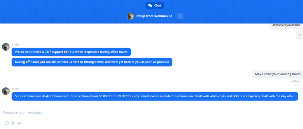 WebDock Support 9 Our Experience with the WebDock Support