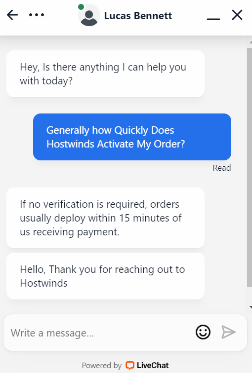 Hostwinds Live Chat Support