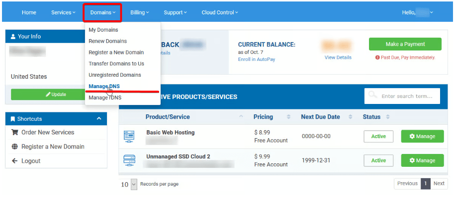 Hostwinds name server in my domain