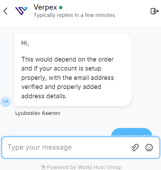 Live Chat Verpex