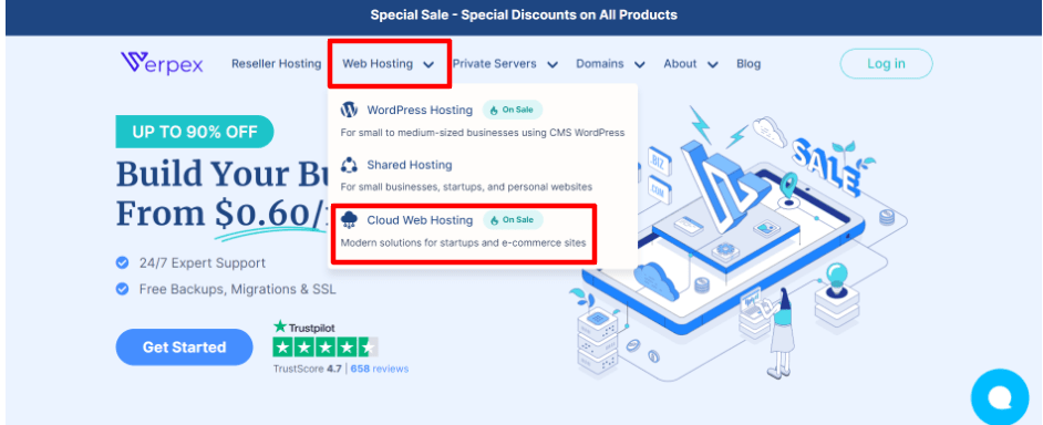 Order Verpex Cloud Web Hosting