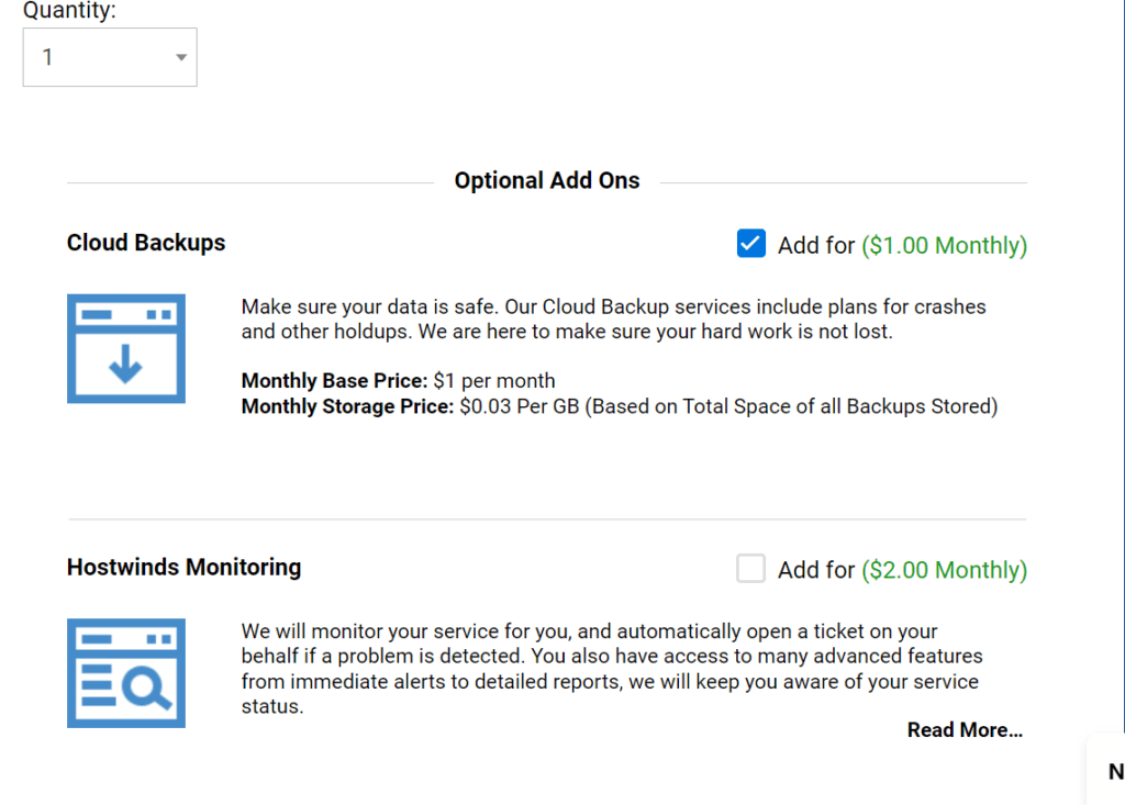 add-ons, package and location as well