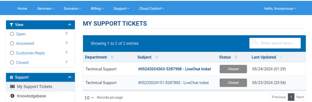 history of your tickets