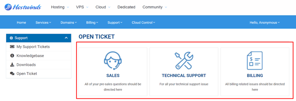 new support ticket interface