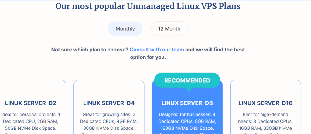 select the plan according to your choice