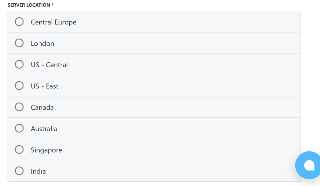 select the server location